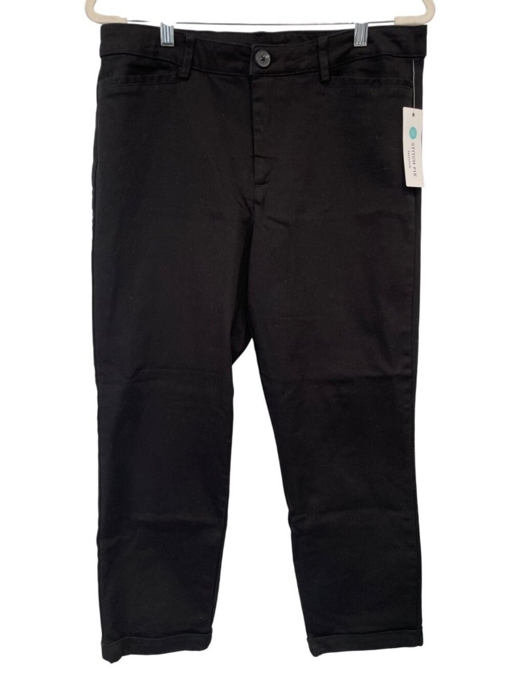 Kut from the Kloth Jeans Size 10 Debby Straight Leg Cuffed Flat Front Black NEW